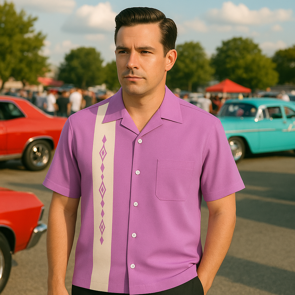 Nifty 50s Havana Diamond design  Front View at Car Show Lilac Colour