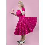 Dolly & Dotty V333-HPPolk Darlene Full Circle Pink Polka Swing Dress - Nichole Jade Rockabilly Boutique