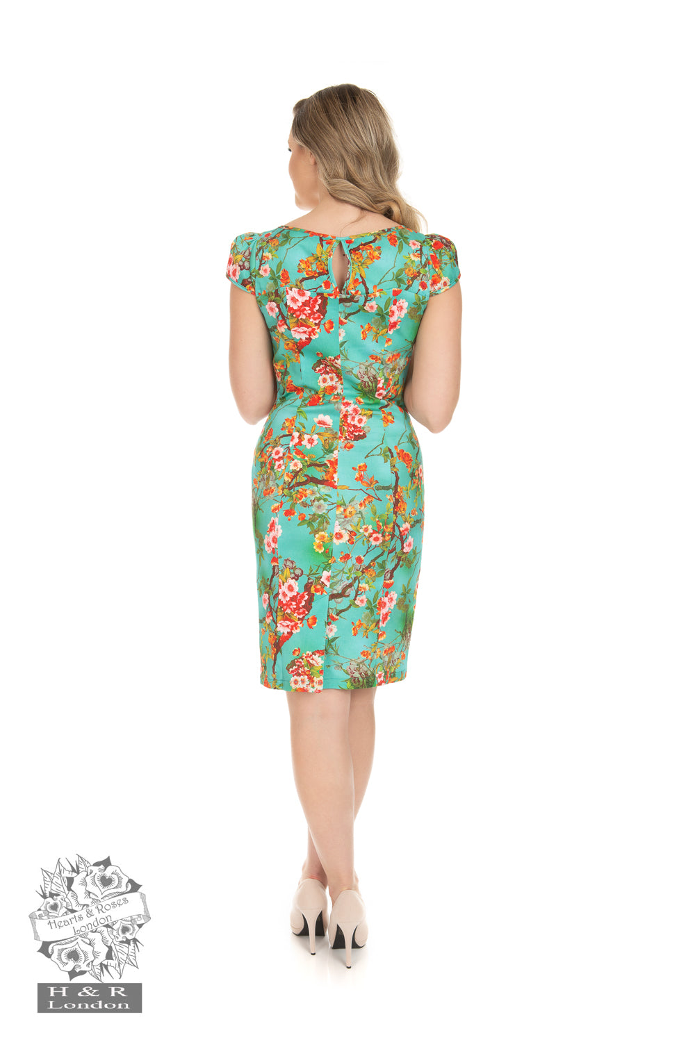 Hearts & Roses 307 Janet Floral Wiggles Dress - Nichole Jade Rockabilly Boutique