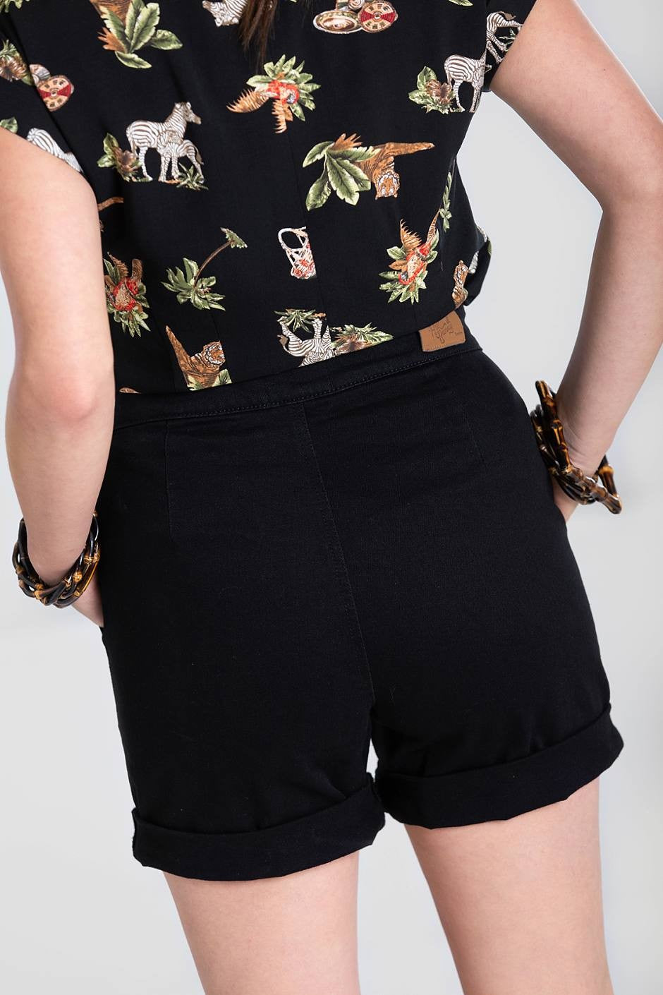 Hell Bunny 5533 Yaz Shorts Black - Nichole Jade Rockabilly Boutique