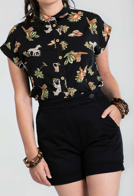 Hell Bunny 5533 Yaz Shorts Black - Nichole Jade Rockabilly Boutique
