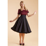 Dolly & Dotty V333-BurgBlack Darlene Retro Swing Dress - Nichole Jade Rockabilly Boutique