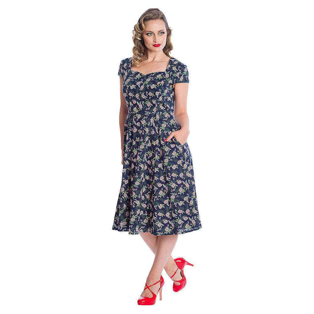Banned DR16627 Tropic Swing Dress Navy Blue - Nichole Jade Rockabilly Boutique