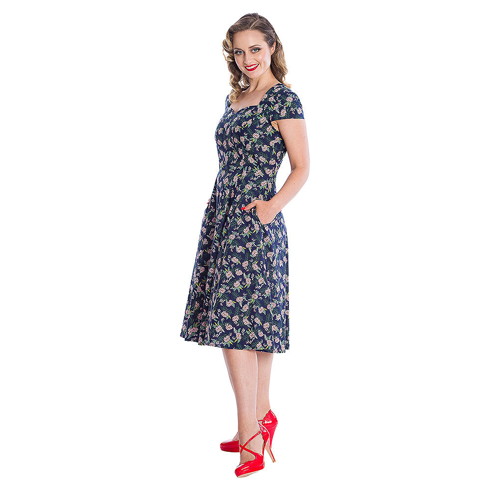 Banned Tropic Swing dress navy blue