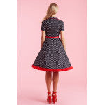 Dolly & Dotty V668-BlkPolkRe Penelope Rockabilly Polka Dot Shirt Dress - Nichole Jade Rockabilly Boutique