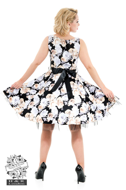 Hearts & Roses 2061 Vert Shadow Floral Long Dress - Nichole Jade Rockabilly Boutique