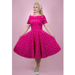Dolly & Dotty V333-HPPolk Darlene Full Circle Pink Polka Swing Dress - Nichole Jade Rockabilly Boutique