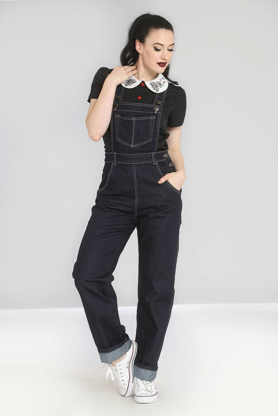 Hell Bunny 5474 Elly May Denim Dungaree - Nichole Jade Rockabilly Boutique