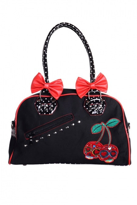 Banned BBN742 Underworld with Cherry Bites Handbag - Nichole Jade Rockabilly Boutique