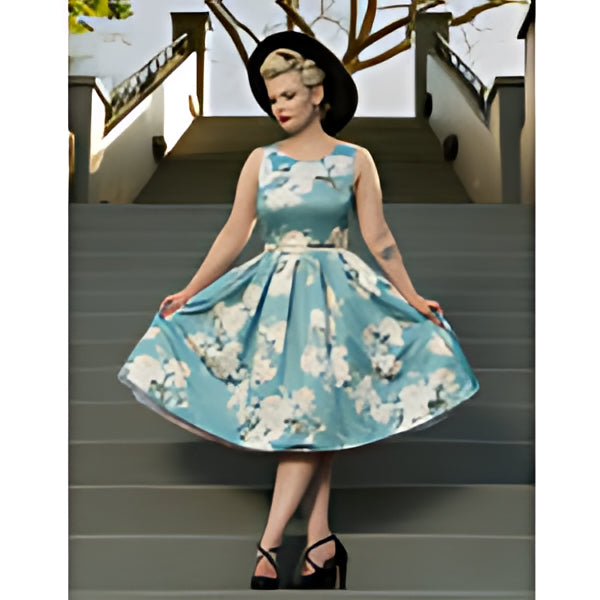 Dolly & Dotty S905-88 Annie Mint Floral Retro Swing Dress