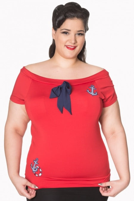 Banned TP1244 Freyja Top Red - Nichole Jade Rockabilly Boutique