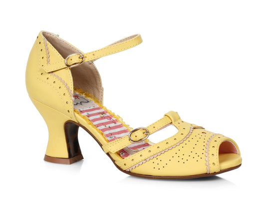 Bettie Page BP253-Nicole Yellow Peep Toe Heels Shoes