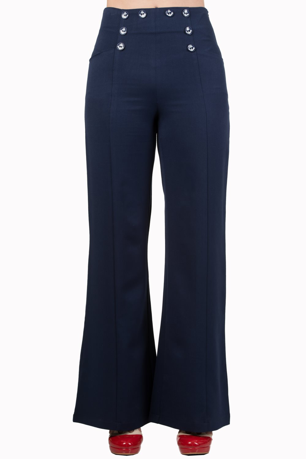Banned TR4051 Stay Awhile Trousers Navy - Nichole Jade Rockabilly Boutique