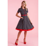 Dolly & Dotty V668-BlkPolkRe Penelope Rockabilly Polka Dot Shirt Dress - Nichole Jade Rockabilly Boutique