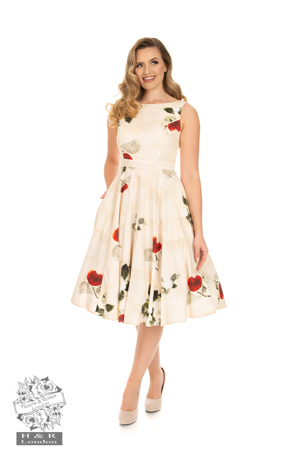 Hearts & Roses 302 Martha Floral Swing Dress - Nichole Jade Rockabilly Boutique
