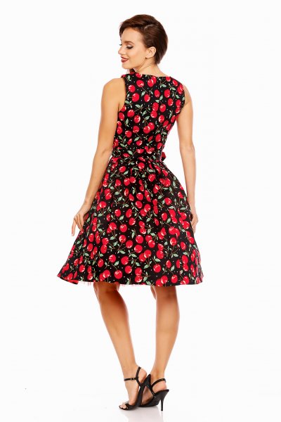 Annie Retro Cherr y Swing Dress Black back